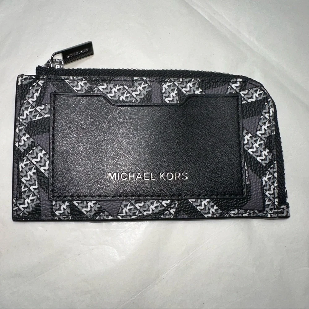 Michael Kors Mens Logo Zip Wallet Black, White, Gray Unused 🆕